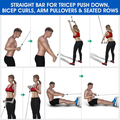 Yes4All Versatile Cable Machine Straight Bar Attachment 